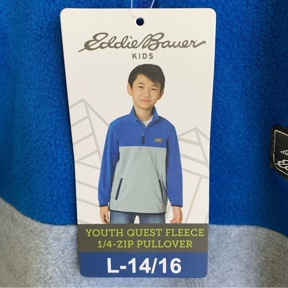 🆕 Eddie Bauer Kids Quest Fleece Size Large 14/16 Blue Gray Youth 1/4 Zip - Picture 5 of 7